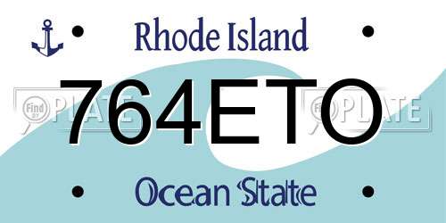 764ETO Rhode Island License Plate