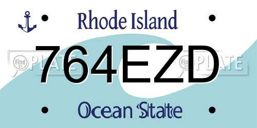 764EZD Rhode Island License Plate