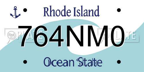 764NM0 Rhode Island License Plate