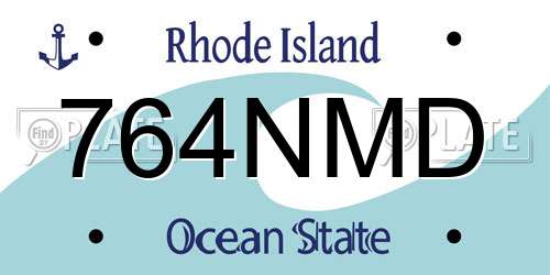 764NMD Rhode Island License Plate