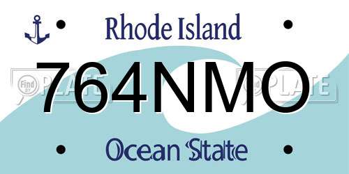 764NMO Rhode Island License Plate