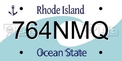 764NMQ Rhode Island License Plate