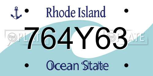 764Y63 Rhode Island License Plate