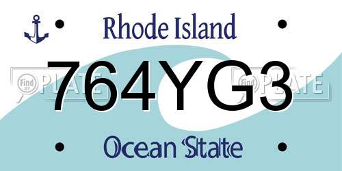 764YG3 Rhode Island License Plate