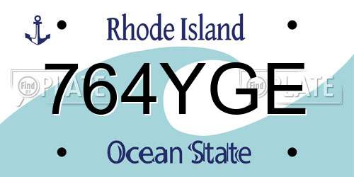 764YGE Rhode Island License Plate
