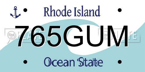 765GUM Rhode Island License Plate