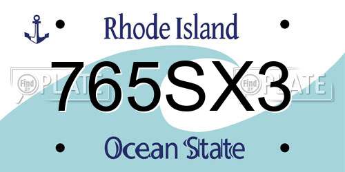 765SX3 Rhode Island License Plate
