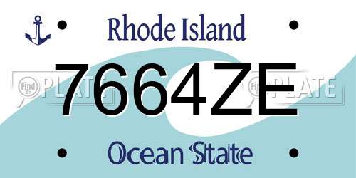 7664ZE Rhode Island License Plate