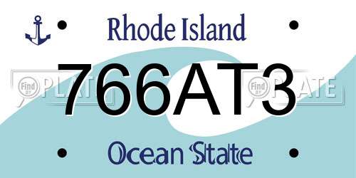 766AT3 Rhode Island License Plate