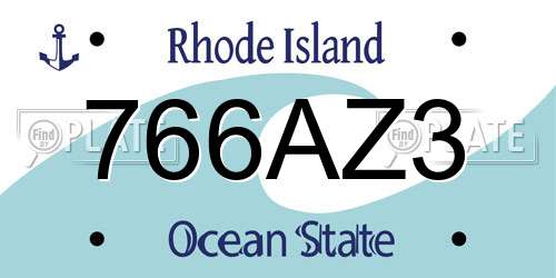 766AZ3 Rhode Island License Plate