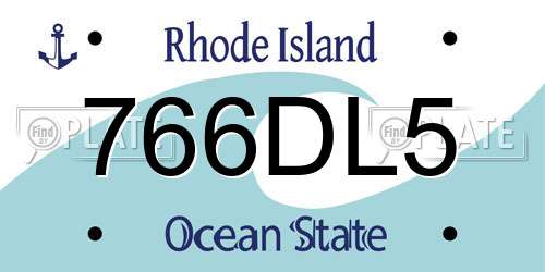 766DL5 Rhode Island License Plate