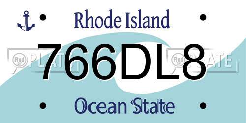 766DL8 Rhode Island License Plate