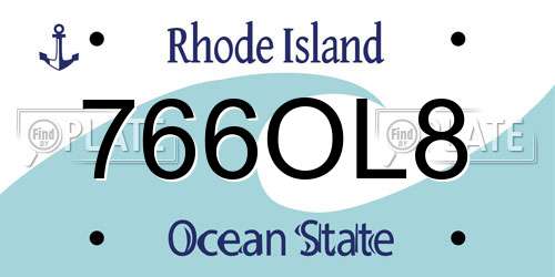 766OL8 Rhode Island License Plate