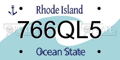 766QL5 Rhode Island License Plate