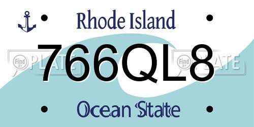 766QL8 Rhode Island License Plate
