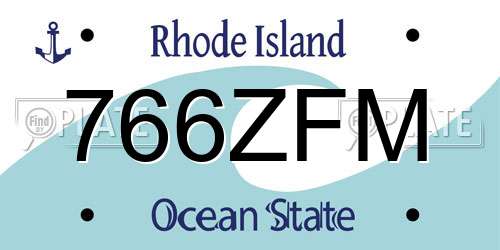 766ZFM Rhode Island License Plate