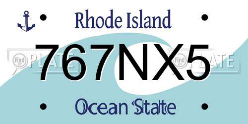 767NX5 Rhode Island License Plate