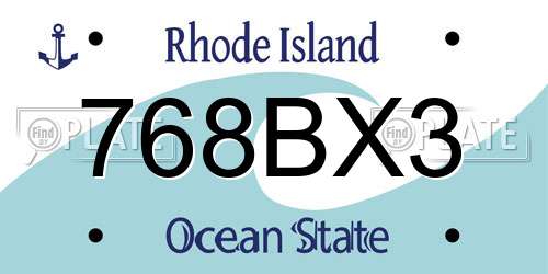 768BX3 Rhode Island License Plate