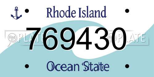 769430 Rhode Island License Plate
