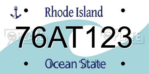 76AT123 Rhode Island License Plate