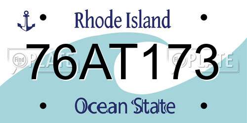 76AT173 Rhode Island License Plate