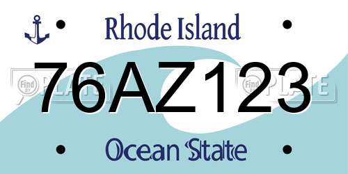 76AZ123 Rhode Island License Plate