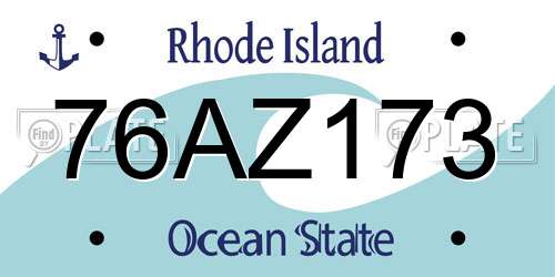 76AZ173 Rhode Island License Plate