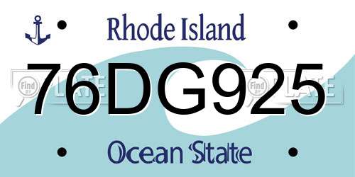 76DG925 Rhode Island License Plate