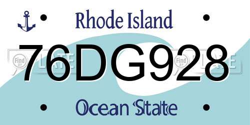 76DG928 Rhode Island License Plate