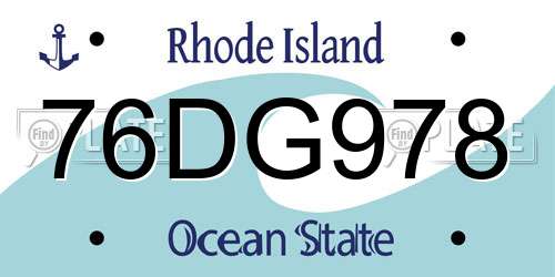 76DG978 Rhode Island License Plate