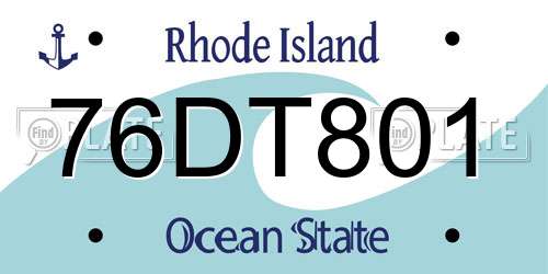 76DT801 Rhode Island License Plate