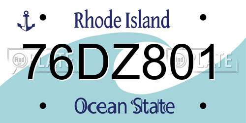 76DZ801 Rhode Island License Plate
