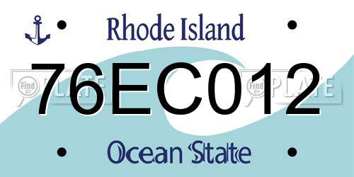 76EC012 Rhode Island License Plate