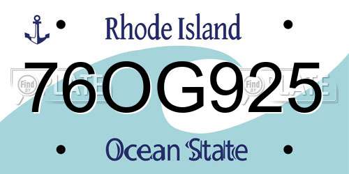 76OG925 Rhode Island License Plate