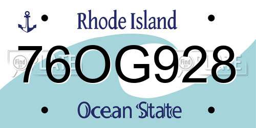 76OG928 Rhode Island License Plate