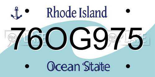 76OG975 Rhode Island License Plate