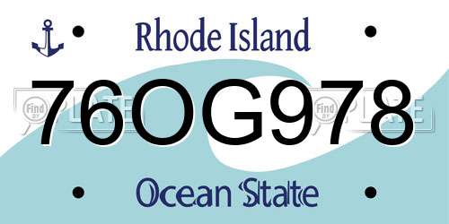 76OG978 Rhode Island License Plate