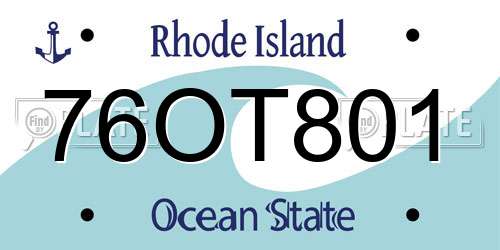 76OT801 Rhode Island License Plate