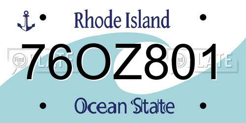 76OZ801 Rhode Island License Plate