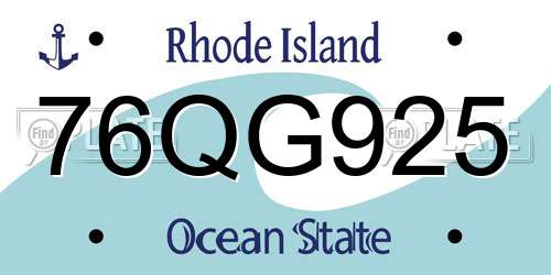 76QG925 Rhode Island License Plate