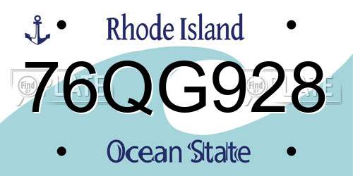 76QG928 Rhode Island License Plate