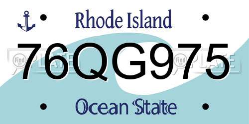 76QG975 Rhode Island License Plate