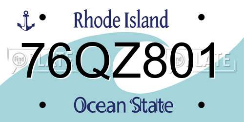76QZ801 Rhode Island License Plate