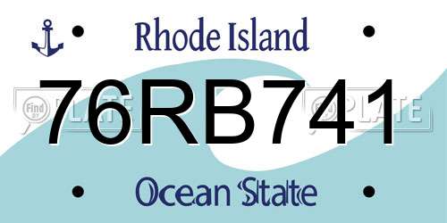 76RB741 Rhode Island License Plate