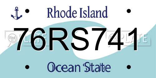 76RS741 Rhode Island License Plate