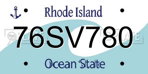 76SV780 Rhode Island License Plate