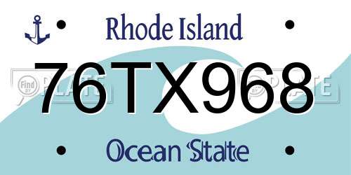 76TX968 Rhode Island License Plate