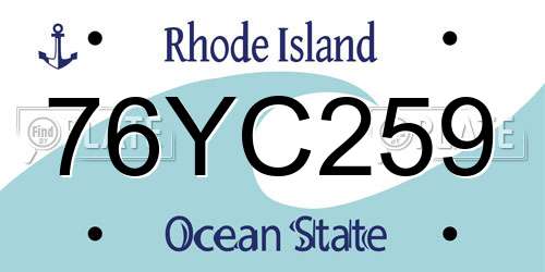 76YC259 Rhode Island License Plate