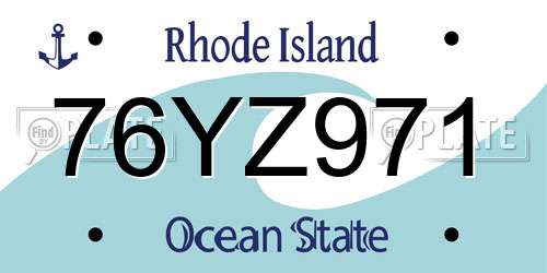 76YZ971 Rhode Island License Plate