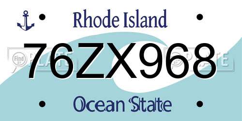 76ZX968 Rhode Island License Plate
